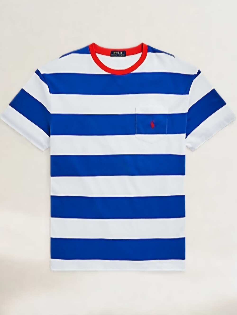 Polo Ralph Lauren Striped Jersey T-Shirt - White & Royal Blue - Size XXL Classic